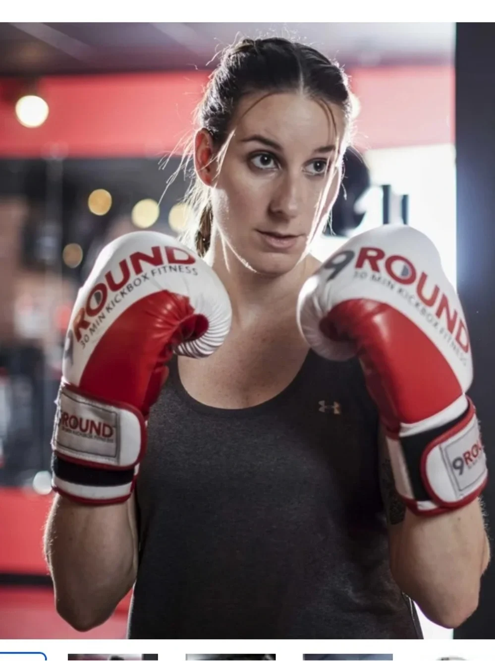 9Round White Red Boxing Gloves